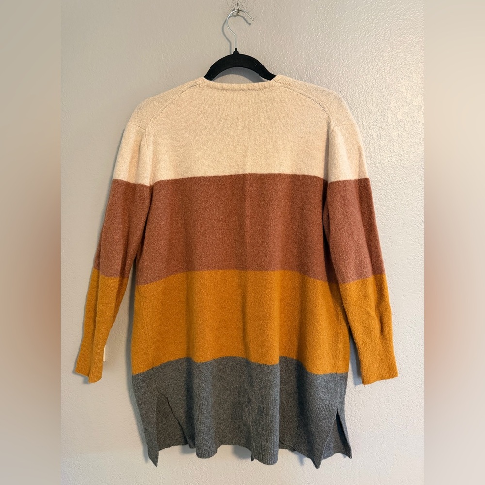 Madewell Kent Striped Color Block Wool Blend Cardigan Sweater in Coziest Yarn XS - Picture 6 of 8